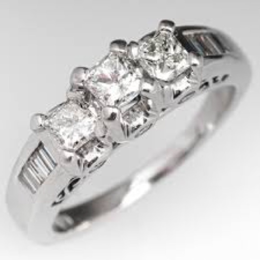 KAY JEWELERS Princess-Cut Diamond 3 -Stone Engagement Ring 1 ct tw 14K Wht Gold